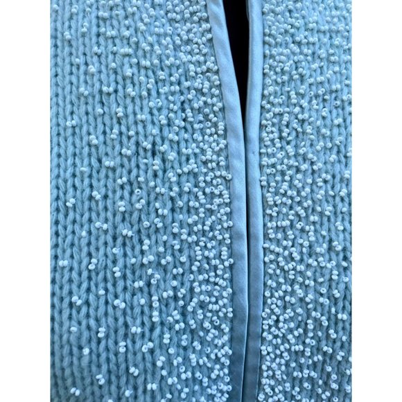 Vintage Angora Seed bead Light Blue Knit Sweater cardigan Hong Kong Medium - Picture 5 of 16